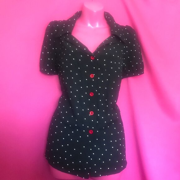 NEW NWT rockabilly dots shirt plus size top xl extra large - Picture 5 of 7